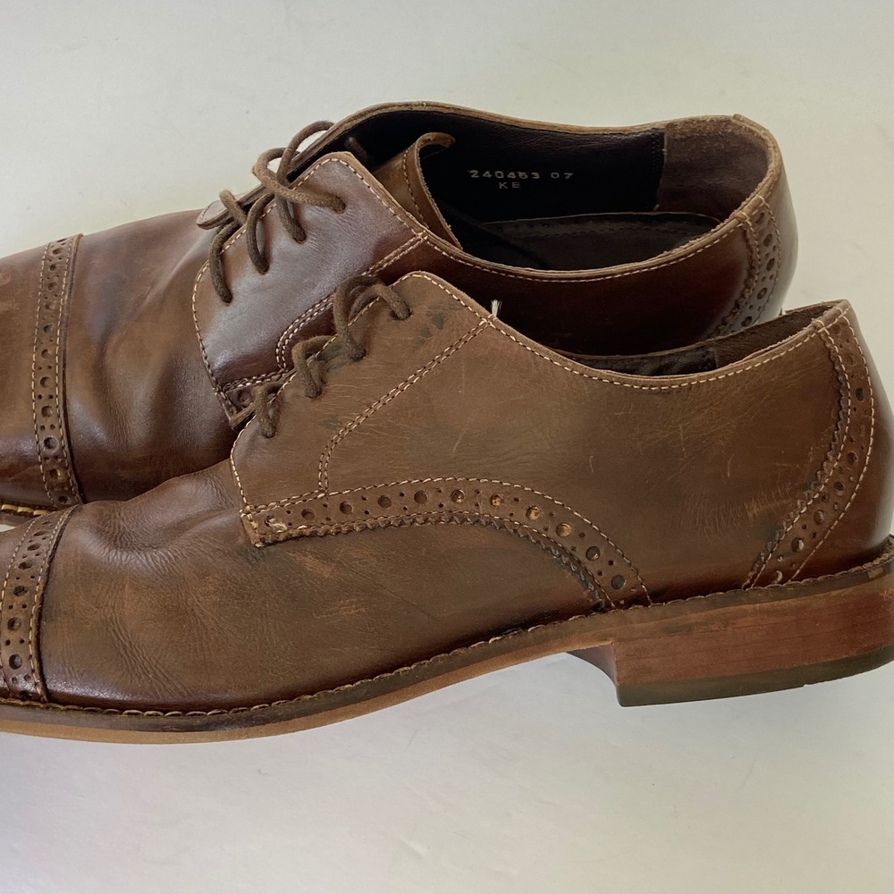 Florsheim Brown Leather‎ Cap Toe Castellano Shoes Distressed Size 9.5 D - Picture 6 of 10